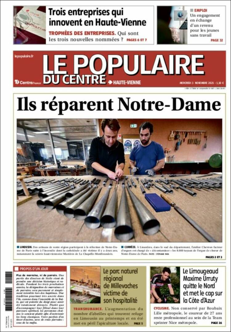 Portada de Le Populaire du Centre (Francia)