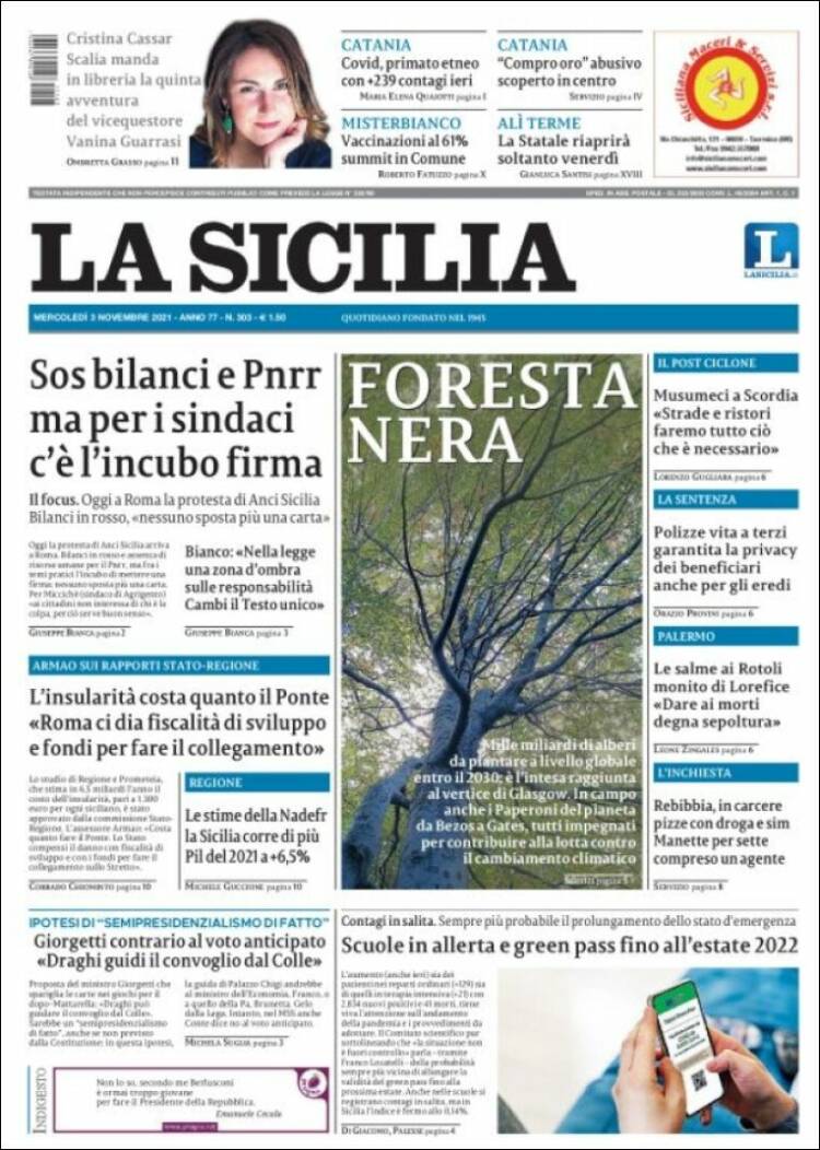 Portada de La Sicilia (Italia)