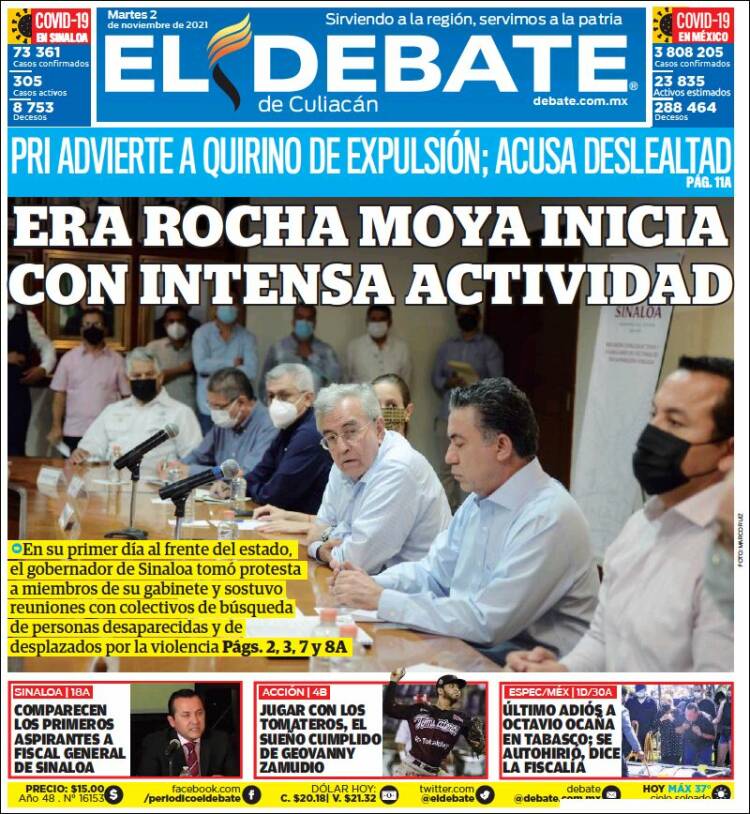 Portada de El Debate de Culiacán (M&eacute;xico)