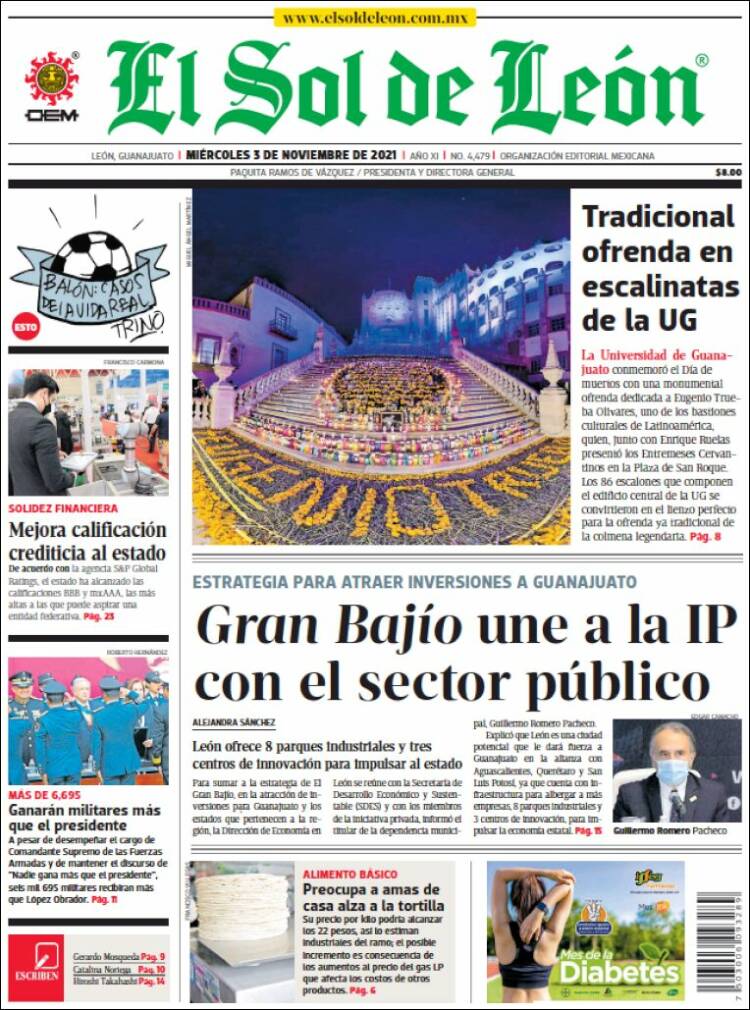 Portada de El Sol de León (M&eacute;xico)