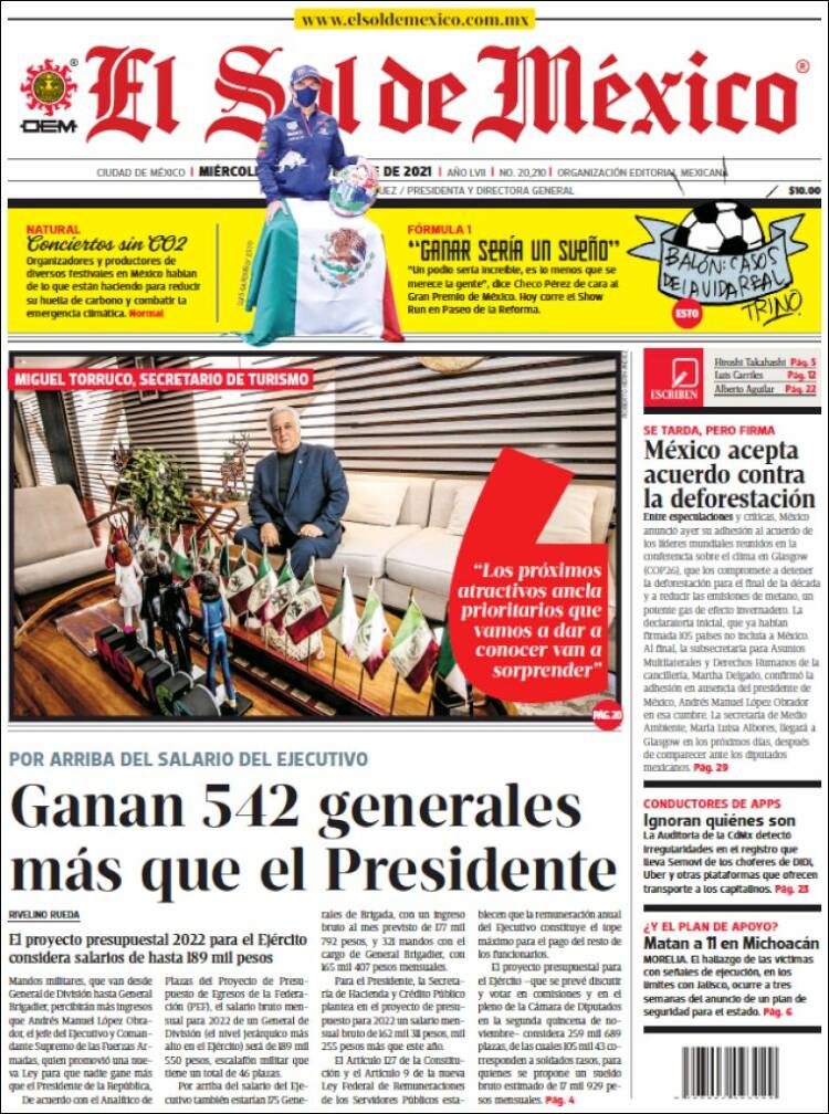 Portada de El Sol de México (M&eacute;xico)