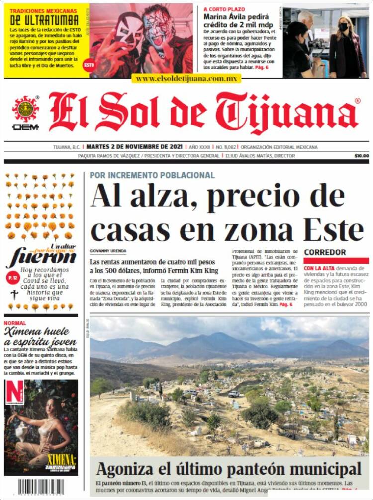 Portada de El Sol de Tijuana (M&eacute;xico)