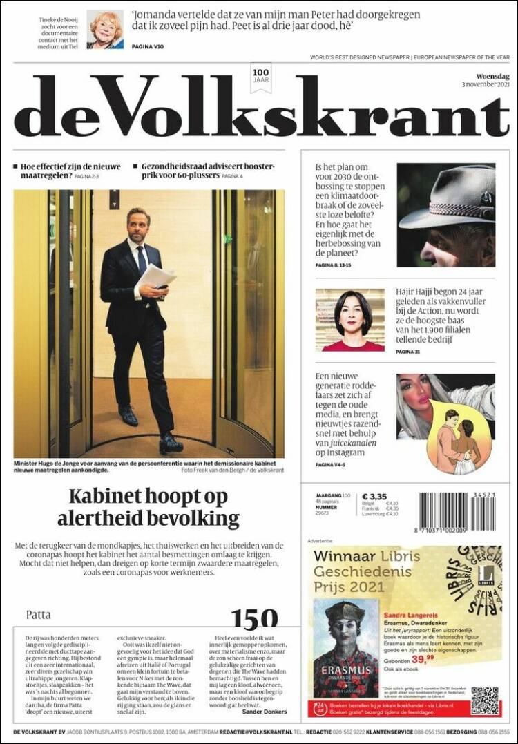 Portada de De Volkskrant (Pa&iacute;ses Bajos)