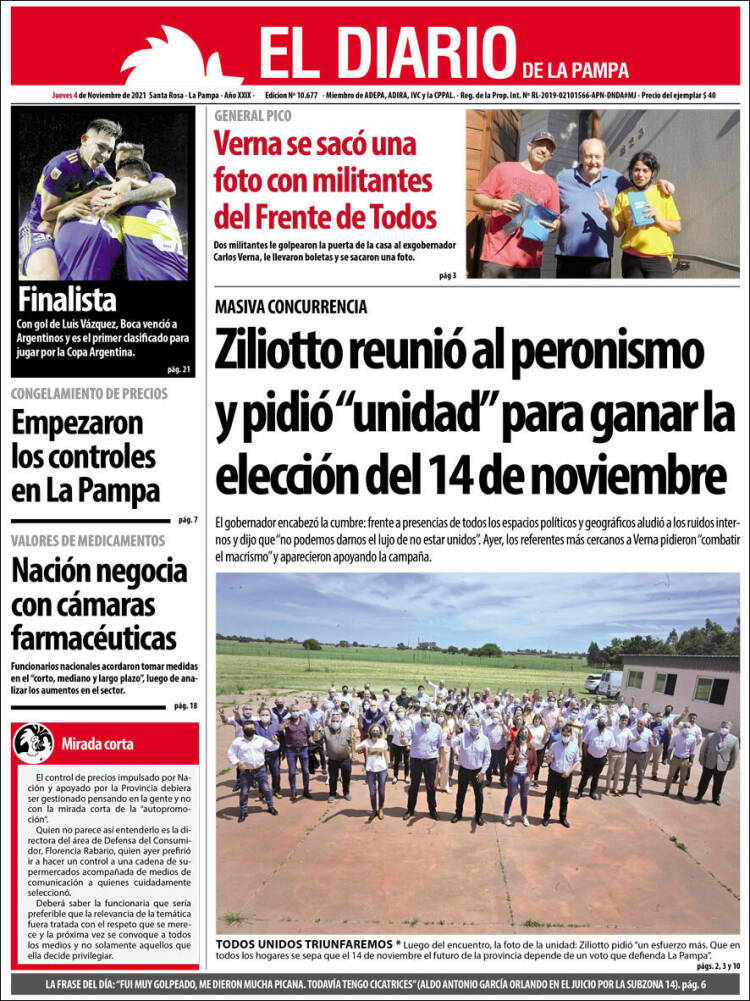Portada de Diario de La Pampa (Argentina)