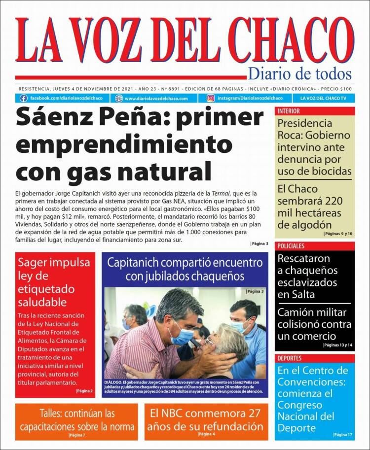 Portada de La Voz del Chaco (Argentina)