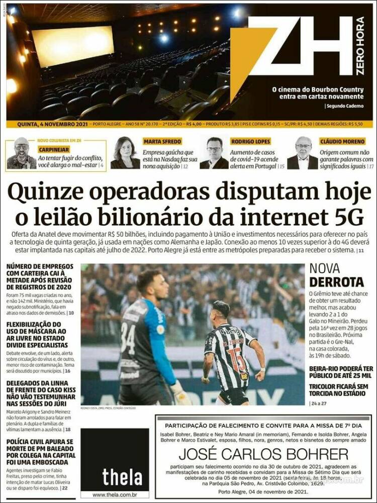 Portada de Zero Hora (Brasil)