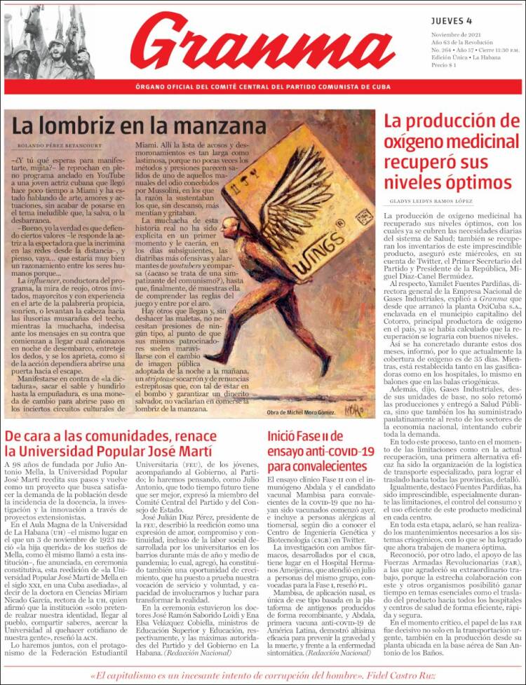 Portada de Granma (Cuba)