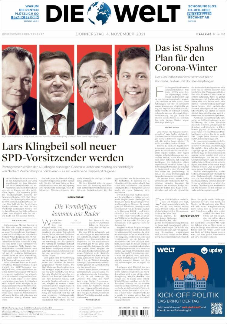 Portada de Die Welt (Alemania)