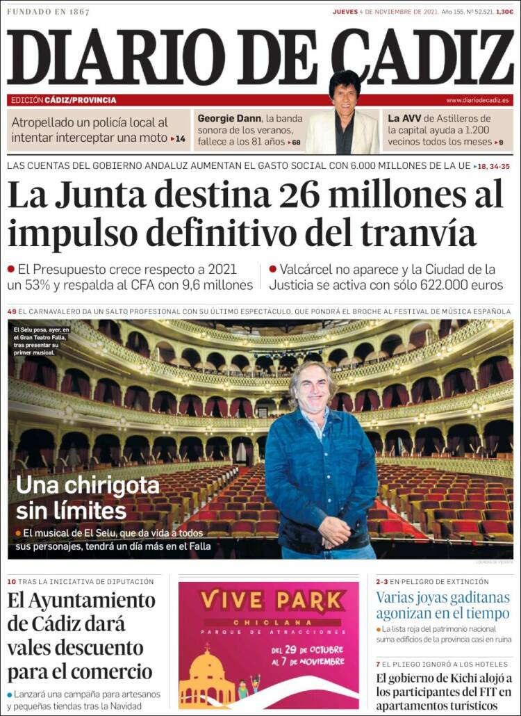 Portada de Diario de Cádiz (España)