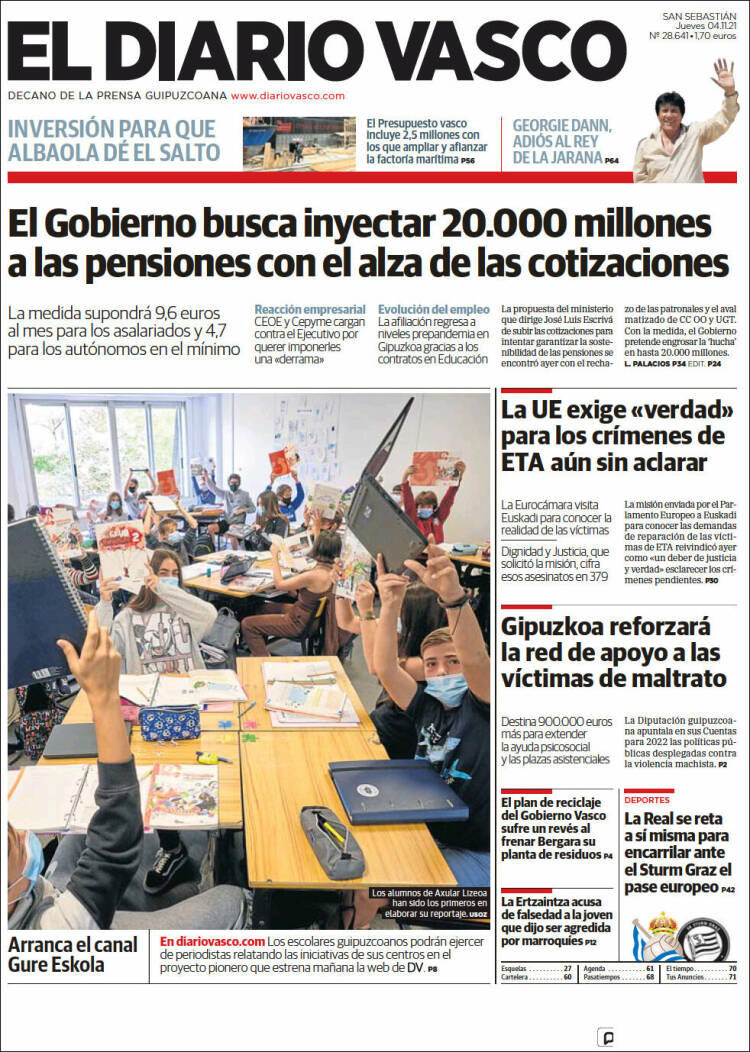 Portada de Diario Vasco (España)