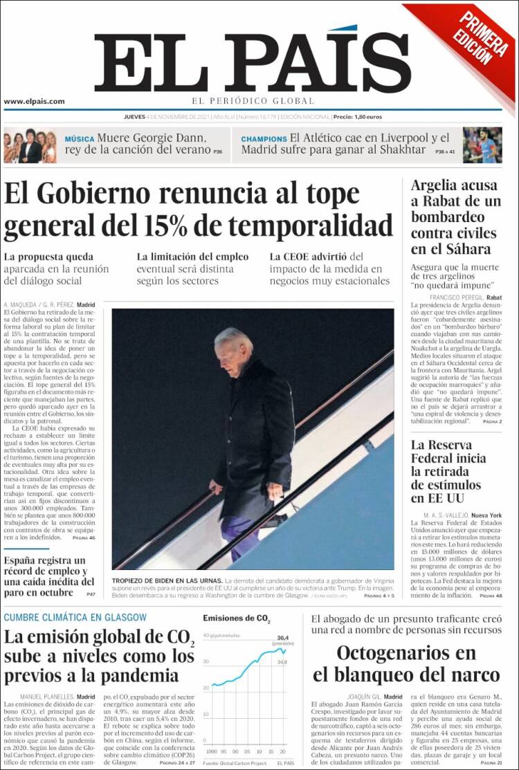 Portada de El País (España)