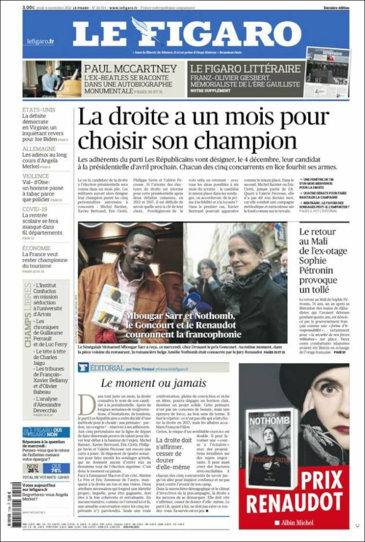 Portada de Le Figaro (Francia)