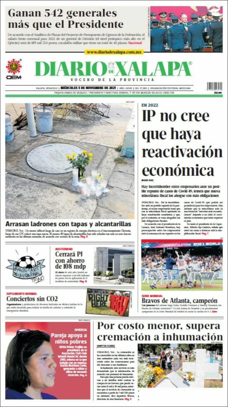 Portada de Diario de Xalapa (M&eacute;xico)