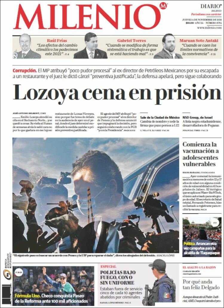 Portada de Milenio - Jalisco (M&eacute;xico)