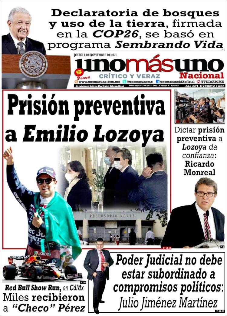Portada de unomásuno (M&eacute;xico)
