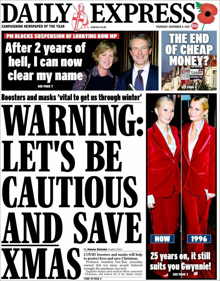 Portada de Daily Express (Reino Unido)