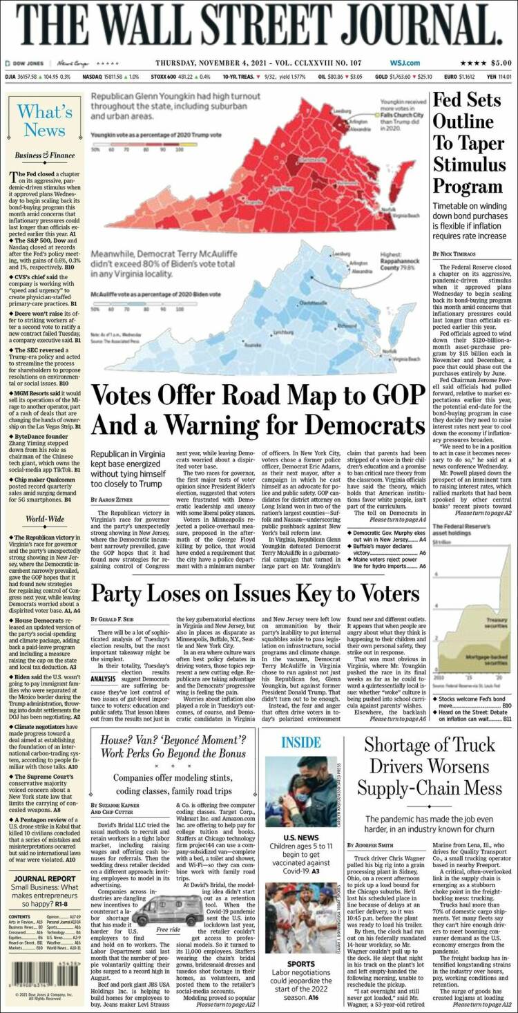 Portada de Wall Street Journal (USA)