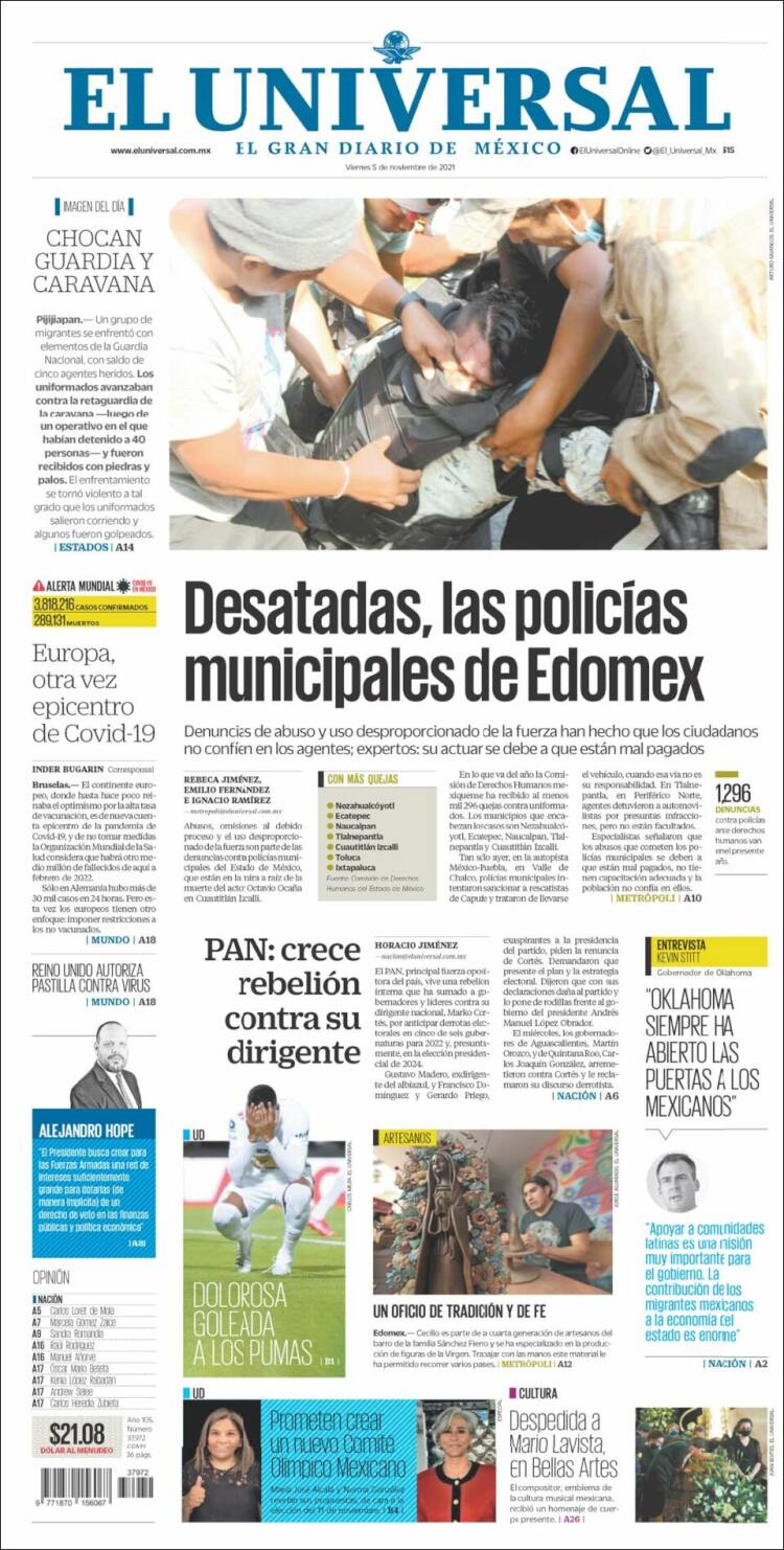 Portada de El Universal (Mexique)