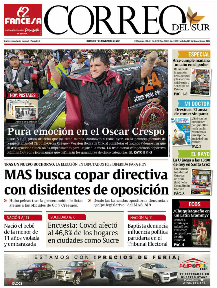 Portada de Correo Sur (Bolivia)