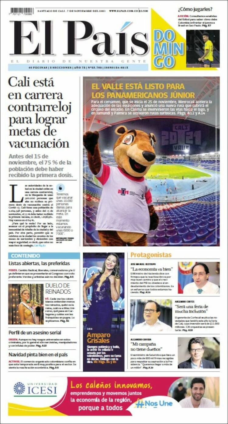 Portada de El País - Cali (Colombia)