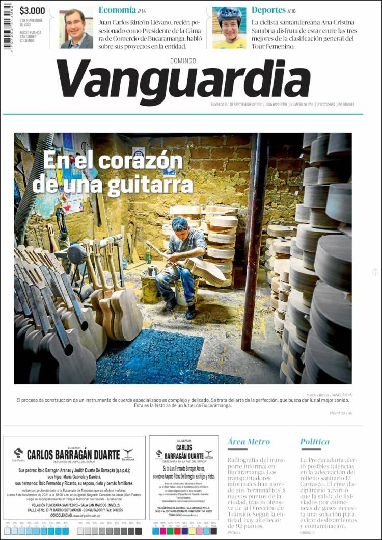 Portada de Vanguardia Liberal (Colombia)