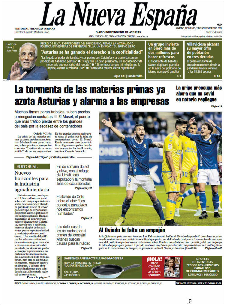 Portada de La Nueva España (Espa&ntilde;a)