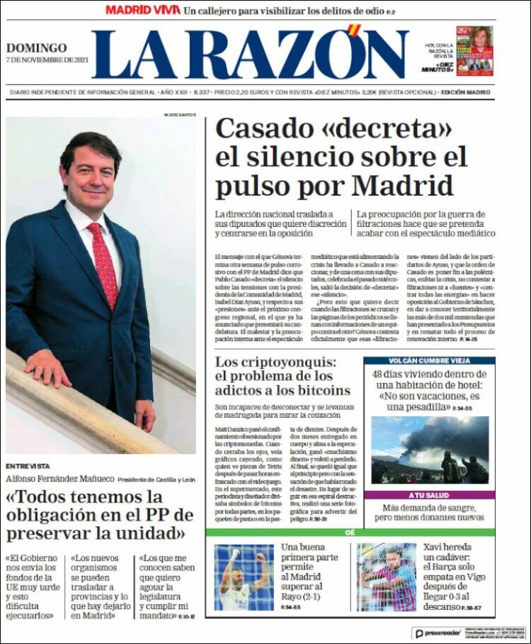 Portada de La Razón (Espa&ntilde;a)