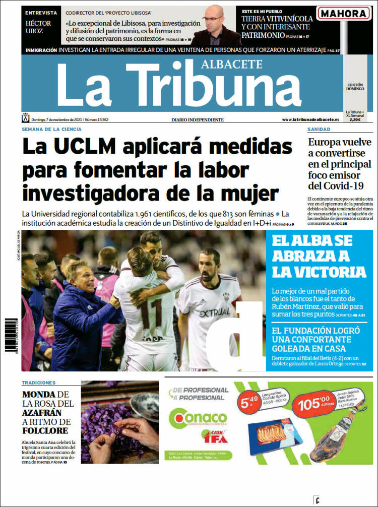 Portada de La Tribuna de Albacete (España)