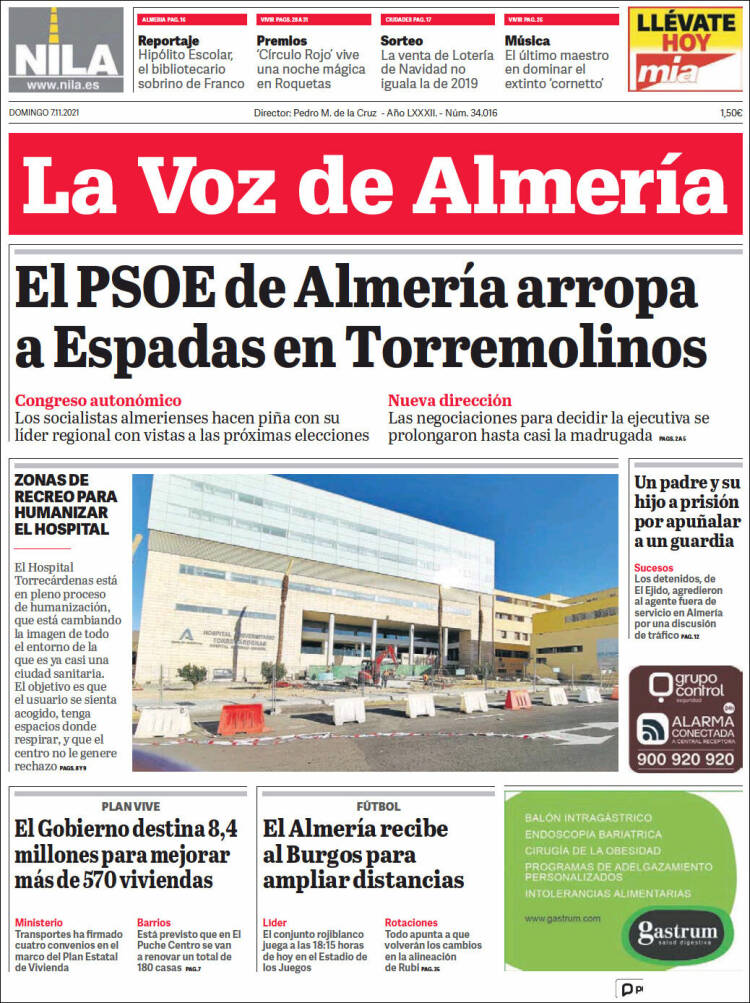 Portada de La Voz de Almería (España)