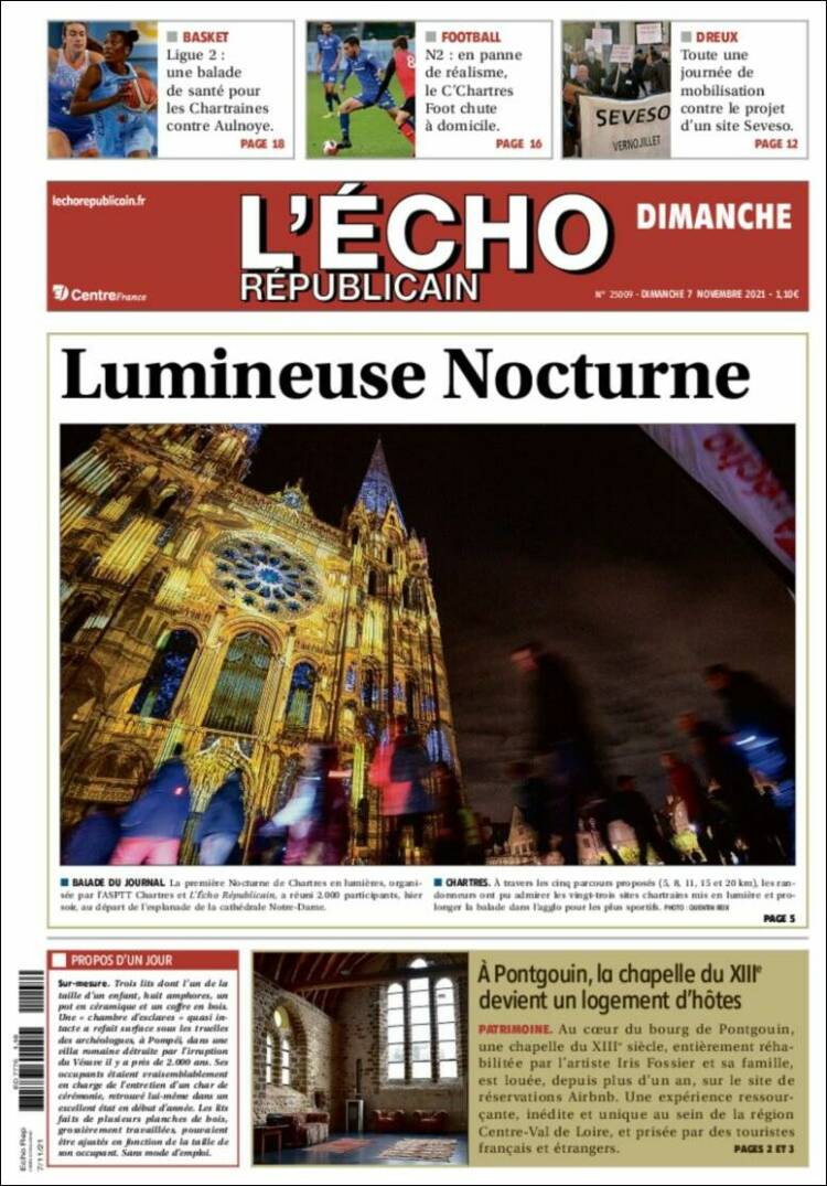Portada de L'Echo Républicain (Francia)