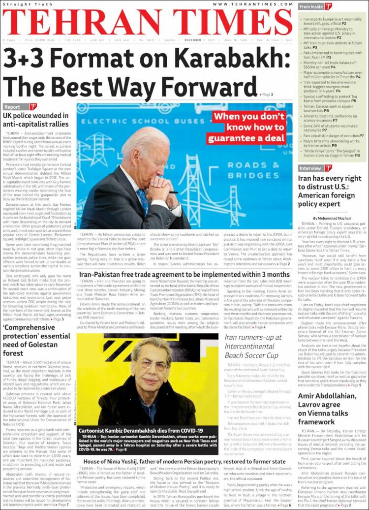 Portada de TehranTimes (Ir&aacute;n)