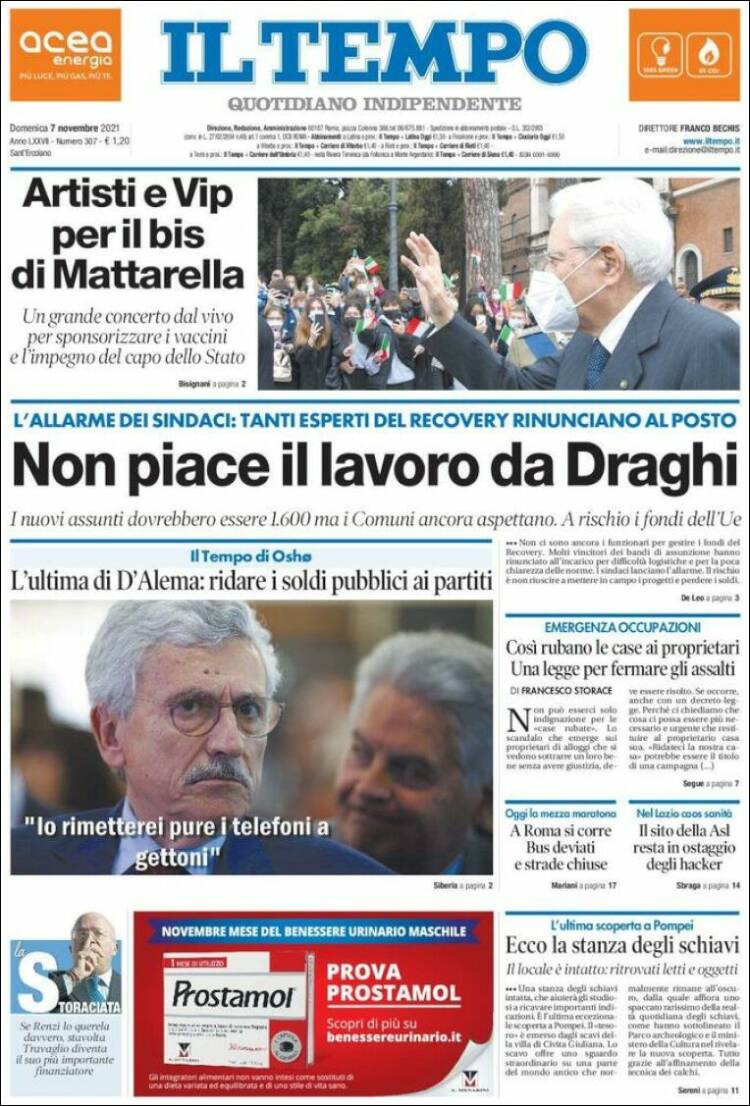 Portada de Il Tempo (Italia)