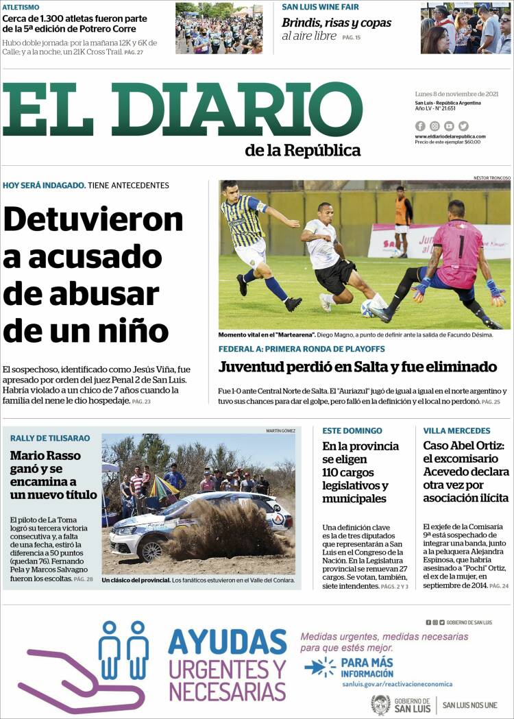 Portada de Diario de la República (Argentina)