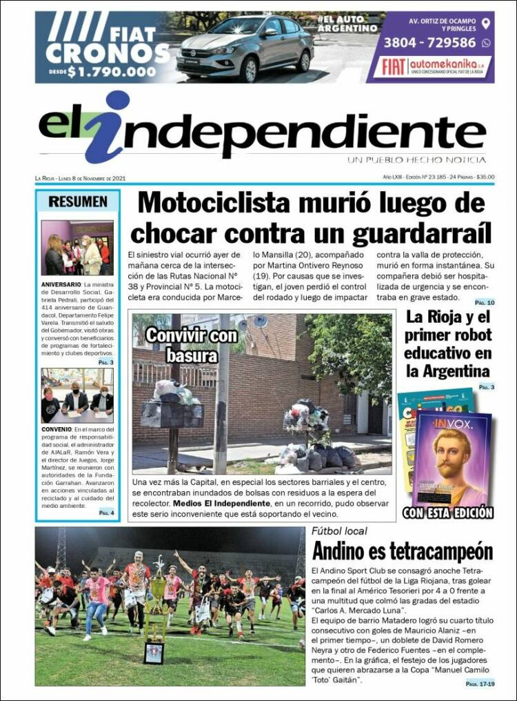 Portada de El Independiente (Argentina)