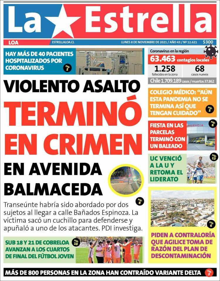 Portada de La Estrella de Loa (Chile)