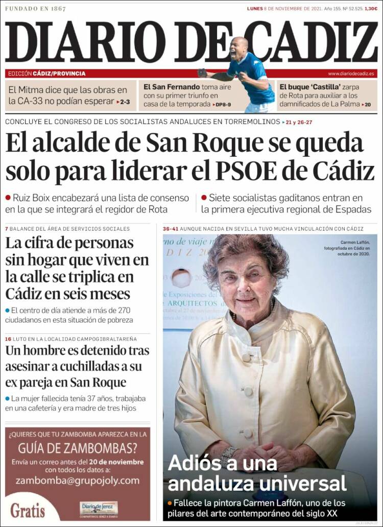 Portada de Diario de Cádiz (Espa&ntilde;a)