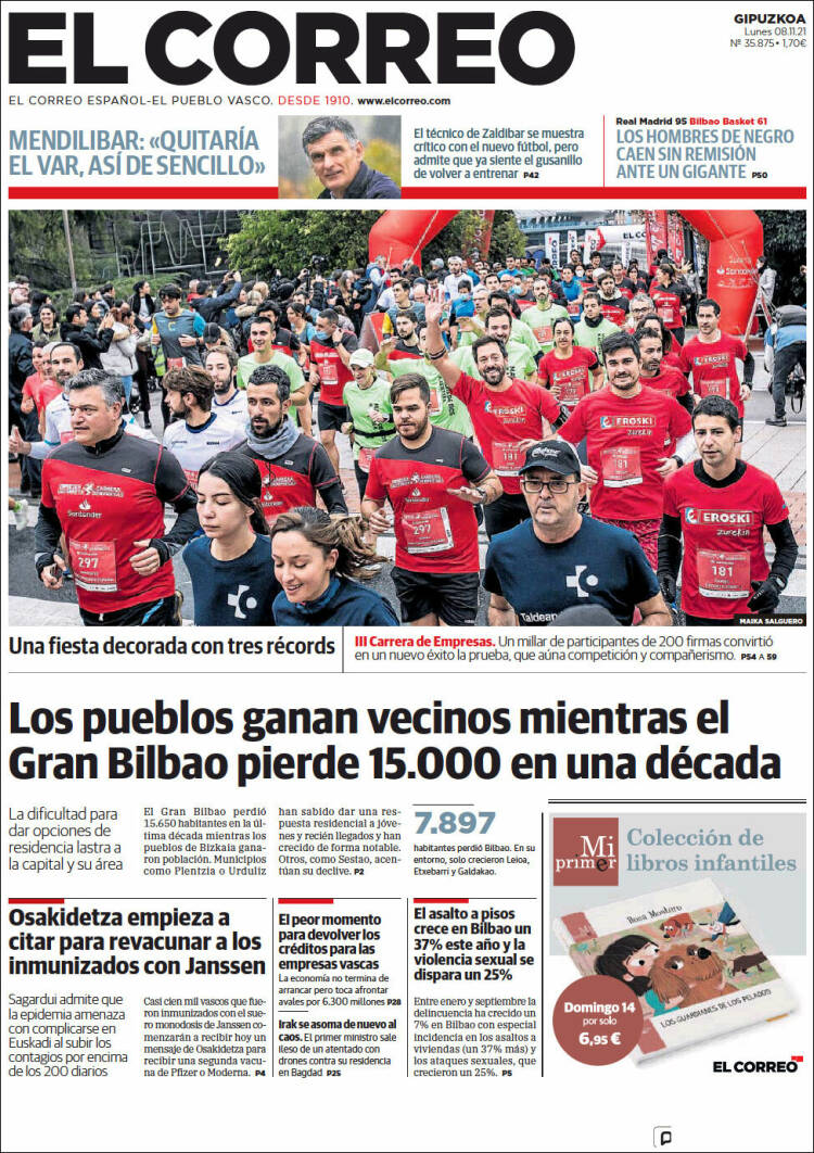 Portada de El Correo - Guipuzcoa (Espa&ntilde;a)