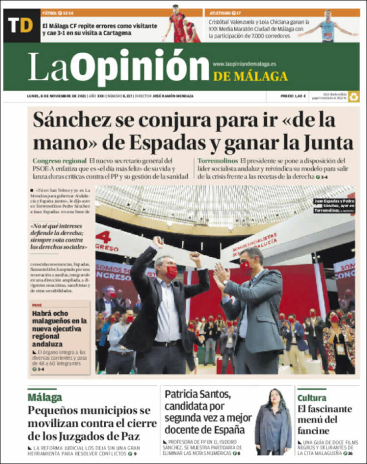 Portada de La Opinión de Málaga (Espa&ntilde;a)