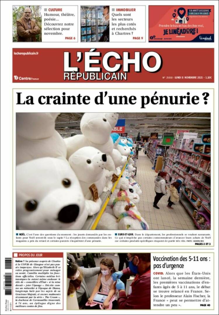 Portada de L'Echo Républicain (Francia)