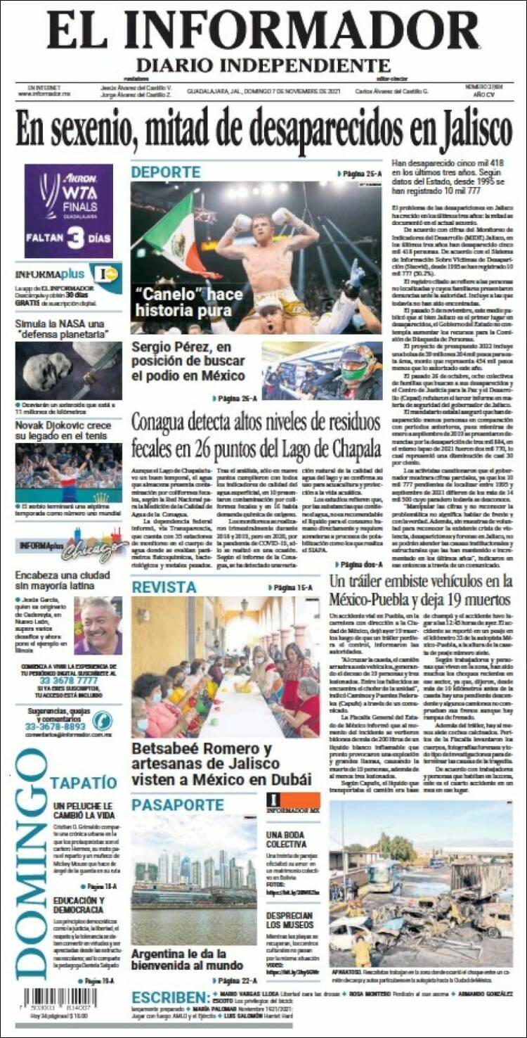 Portada de El Informador (M&eacute;xico)