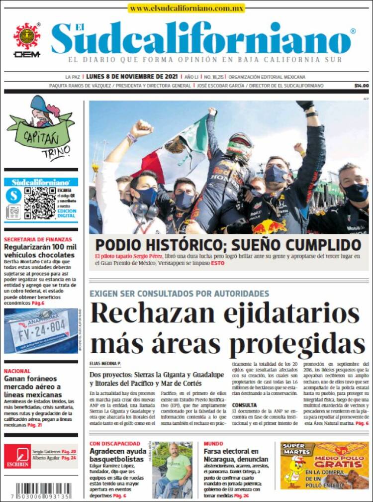 Portada de El Sudcaliforniano (M&eacute;xico)