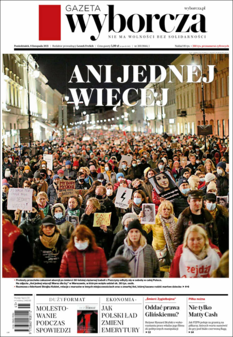 Portada de Gazeta Wyborcza (Pologne)