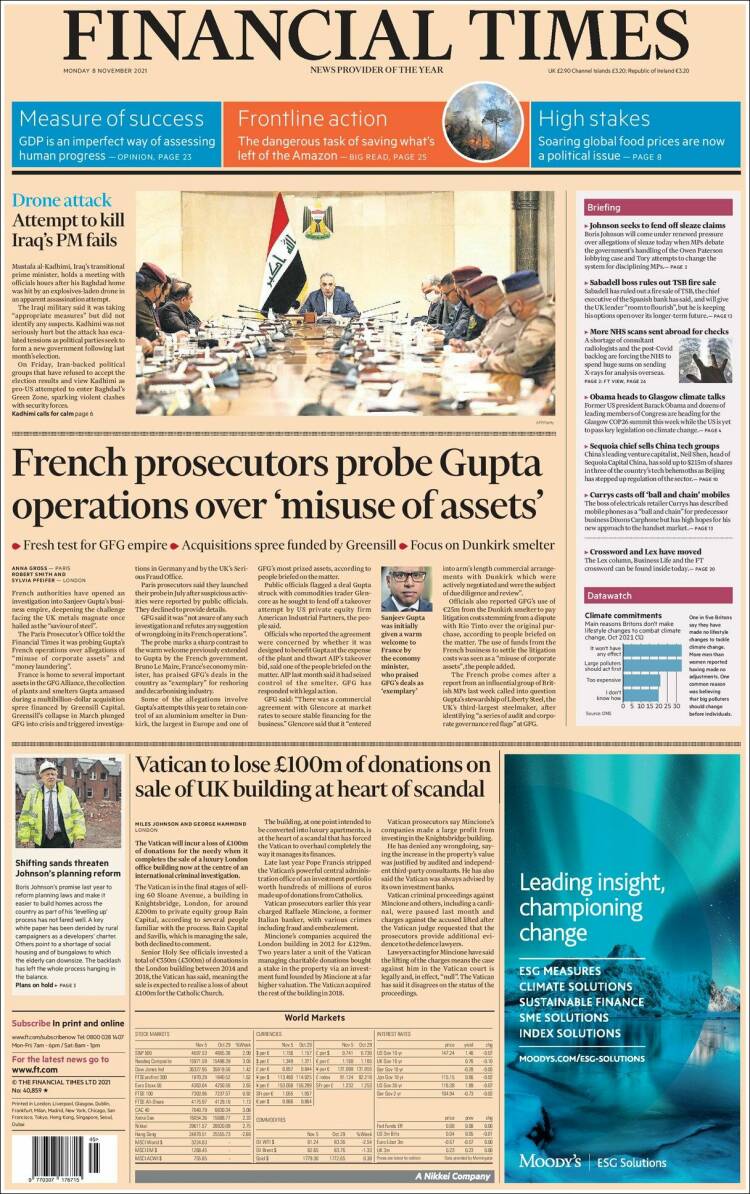 Portada de Financial Times (Reino Unido)