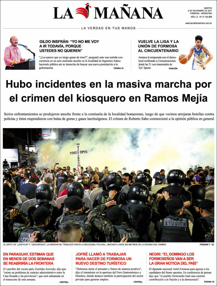 Portada de Diario La Mañana (Argentina)