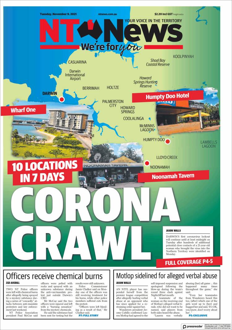 Portada de Northern Territory News (Australia)