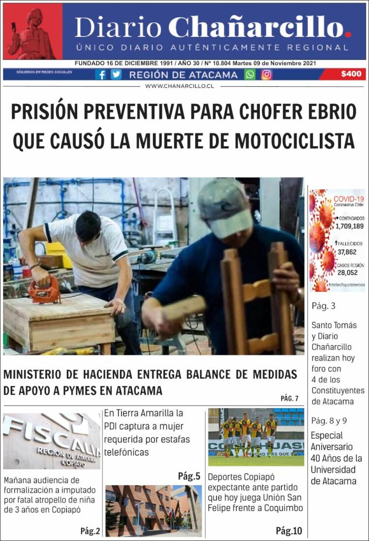 Portada de Diario Chañarcillo (Chile)