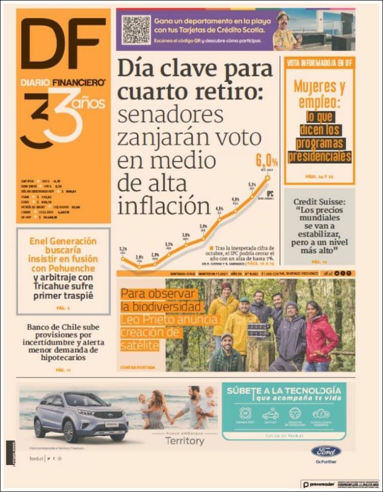 Portada de Diario Financiero (Chile)