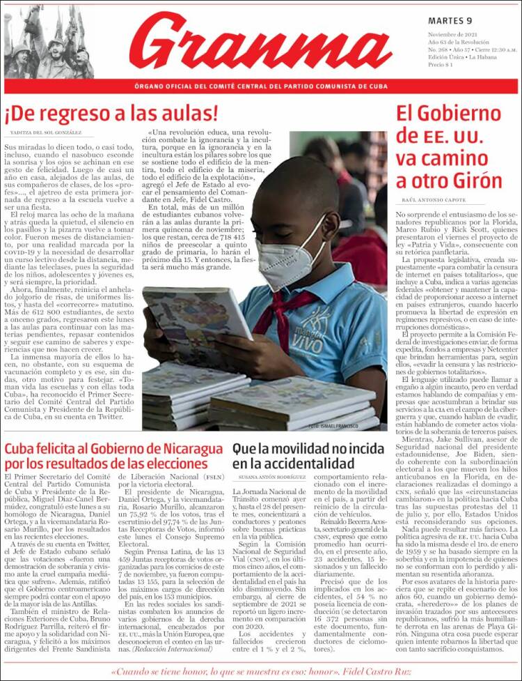 Portada de Granma (Cuba)