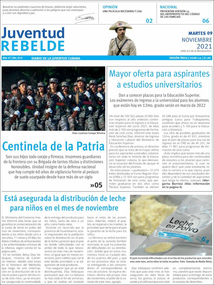 Portada de Juventud Rebelde (Cuba)