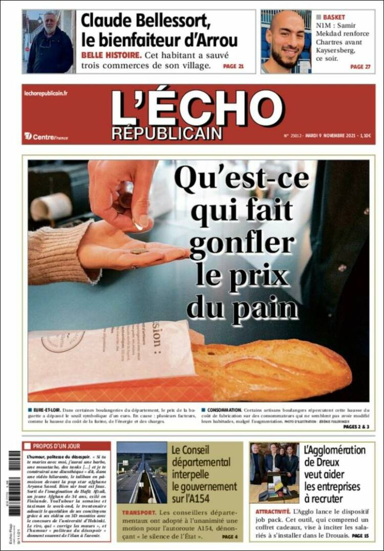 Portada de L'Echo Républicain (Francia)